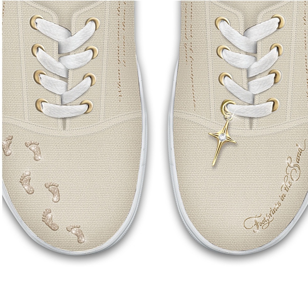 Footprints Sand Bible Religious canvas shoes NEW - Picture 2 of 6